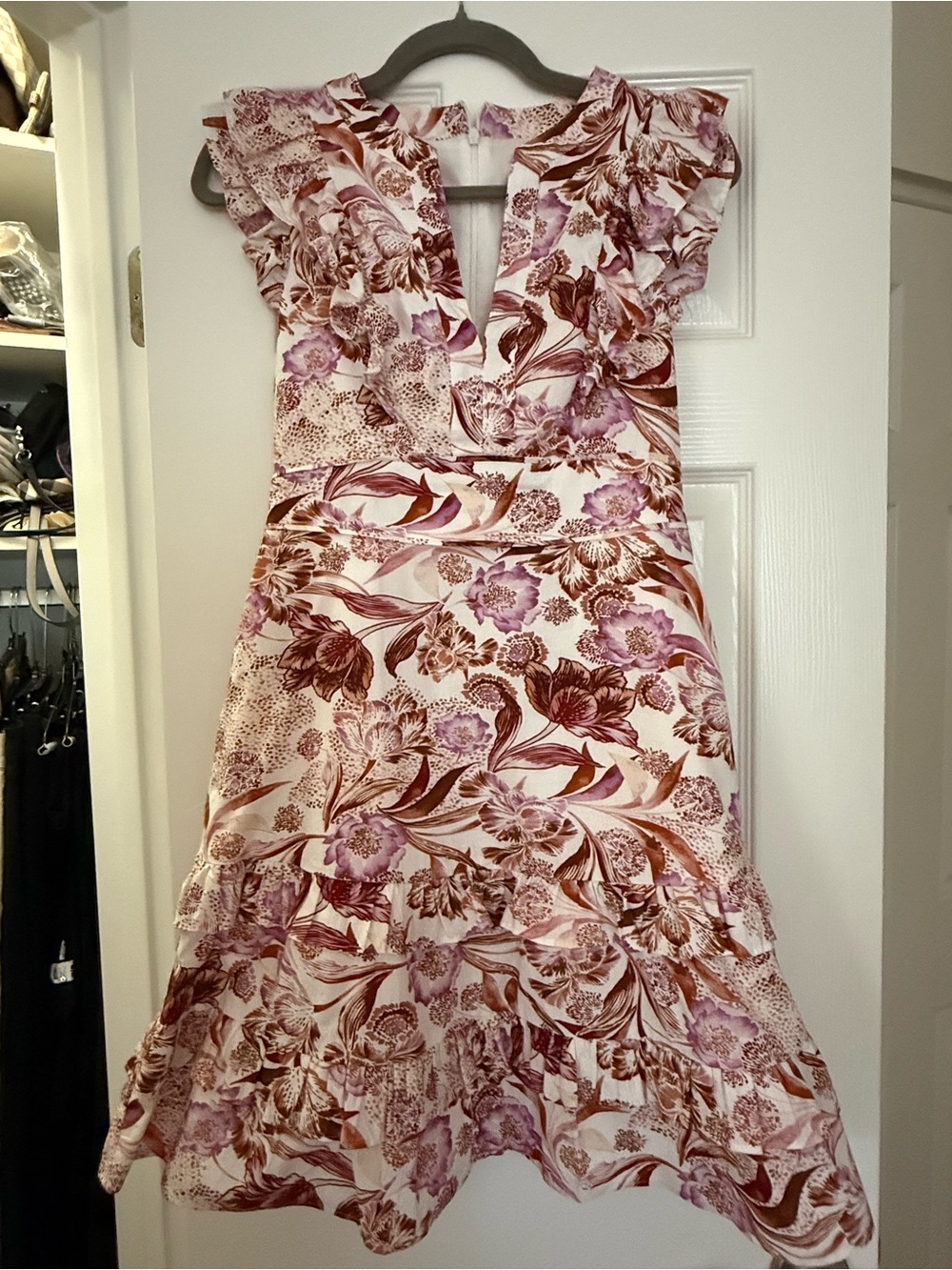 Eliza J Ruffle Tiered Pintuck Dress